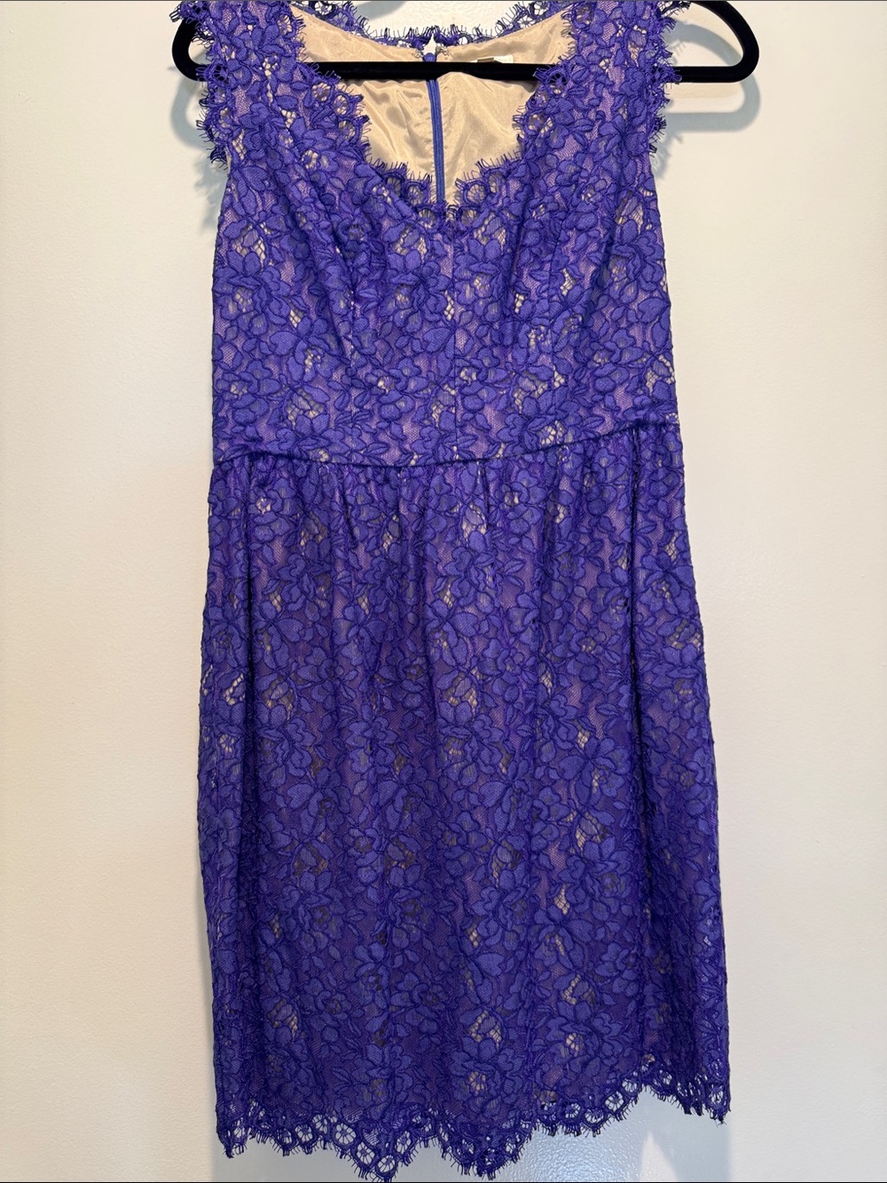 Purple Lace Sleeveless Cocktail Dress